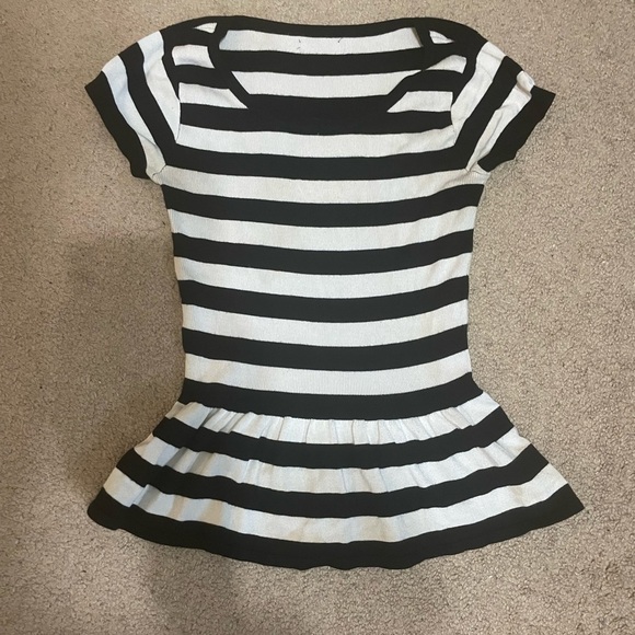 Express black and white striped peplum top size small - Picture 2 of 6